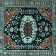 thumbnail image 1 of Ahgly Company Indoor Square Medallion Light Blue Traditional Area Rugs, 8' Square, 1 of 4