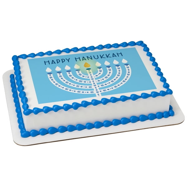 Happy Hanukkah Menorah Edible Image Cake Topper (1/4 Sheet)