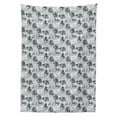 thumbnail image 2 of Horses Tablecloth, Vintage Monochrome Sketch Stallion Swirls Calligraphic Design Animal Theme, Rectangle Satin Table Cover for Dining Room and Kitchen, 52" X 70", Pale Grey White Grey, by Ambesonne, 2 of 2