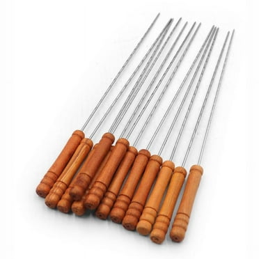 FACEGA 12Pcs Skewers,Metal Skewers for Grilling,Long-Handle Kabob Skewers