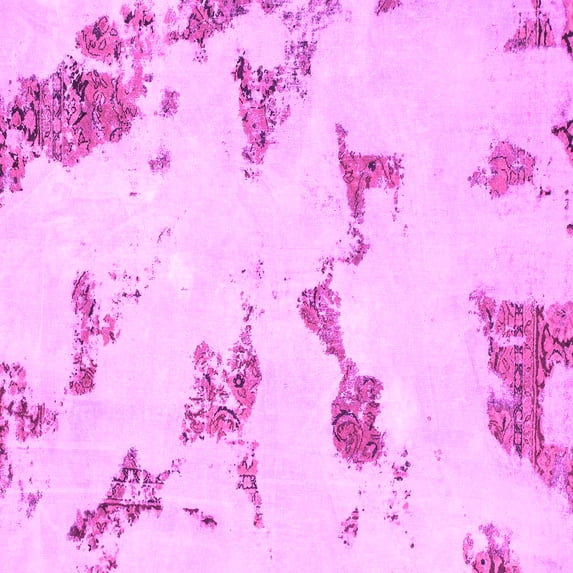 Ahgly Company Indoor Square Abstract Pink Modern Area Rugs, 7' Square