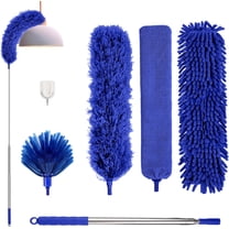 SONGAUN Feather Duster,7 PCS Extendable Duster with Extension Pole Up to 100 Inch, Reusable Bendable Cobweb, Washable Long Duster for Cleaning Ceiling Fan,High Ceiling,Furniture