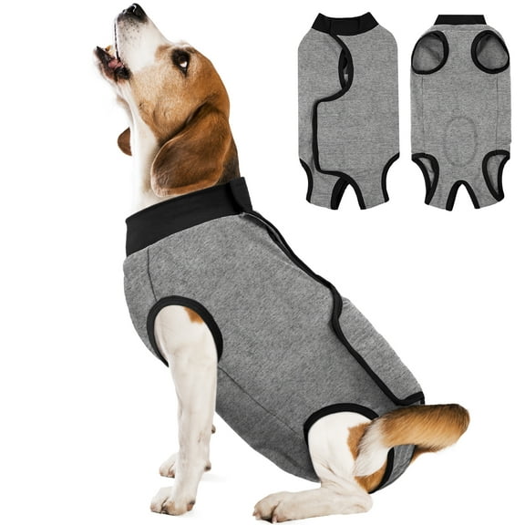 Kuoser Dog Surgery Recovery Suit Professional Dog Cat Onesie, Gray, M