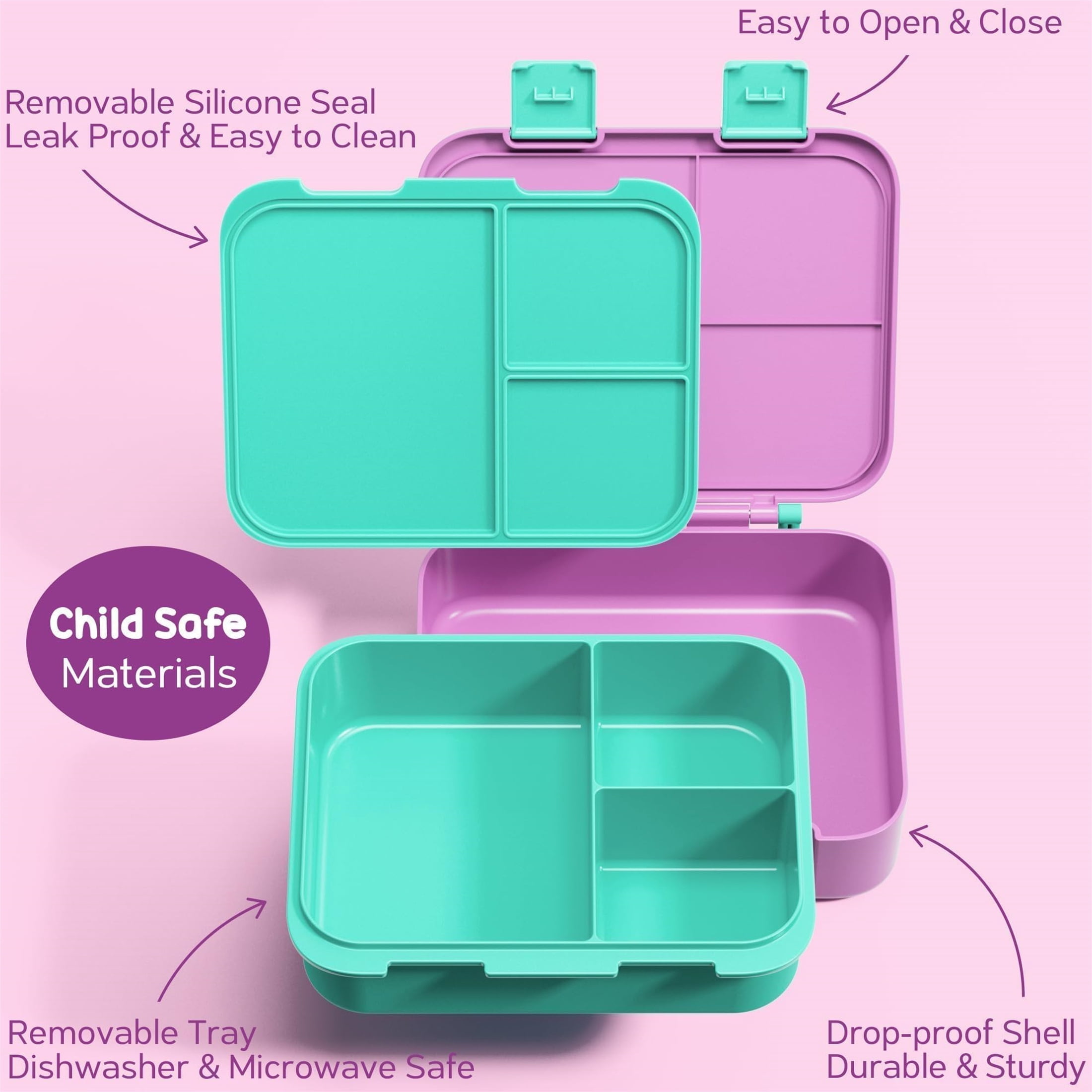 Bento Lunch Box 3-Compartment 32OZ Snack Lunch Container, Lunch Bag, 12OZ Insulated Food Jar & Ice Pack Set for School, Work, Travel, or Picnic (Fairy Unicorn)