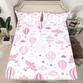 thumbnail image 2 of Homewish Cartoon Aicrafts Airplanes Twin Sheet Sets,Coluds Stars Pattern Twin Fitted Sheet,Pink White Flat Sheet For Boys Kids,Ultra Soft Home Decor,3pcs, 2 of 7