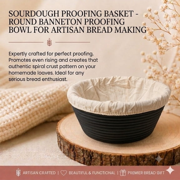 Sourdough Proofing Basket - Round Banneton Proofing Bowl for Artisan Bread Making