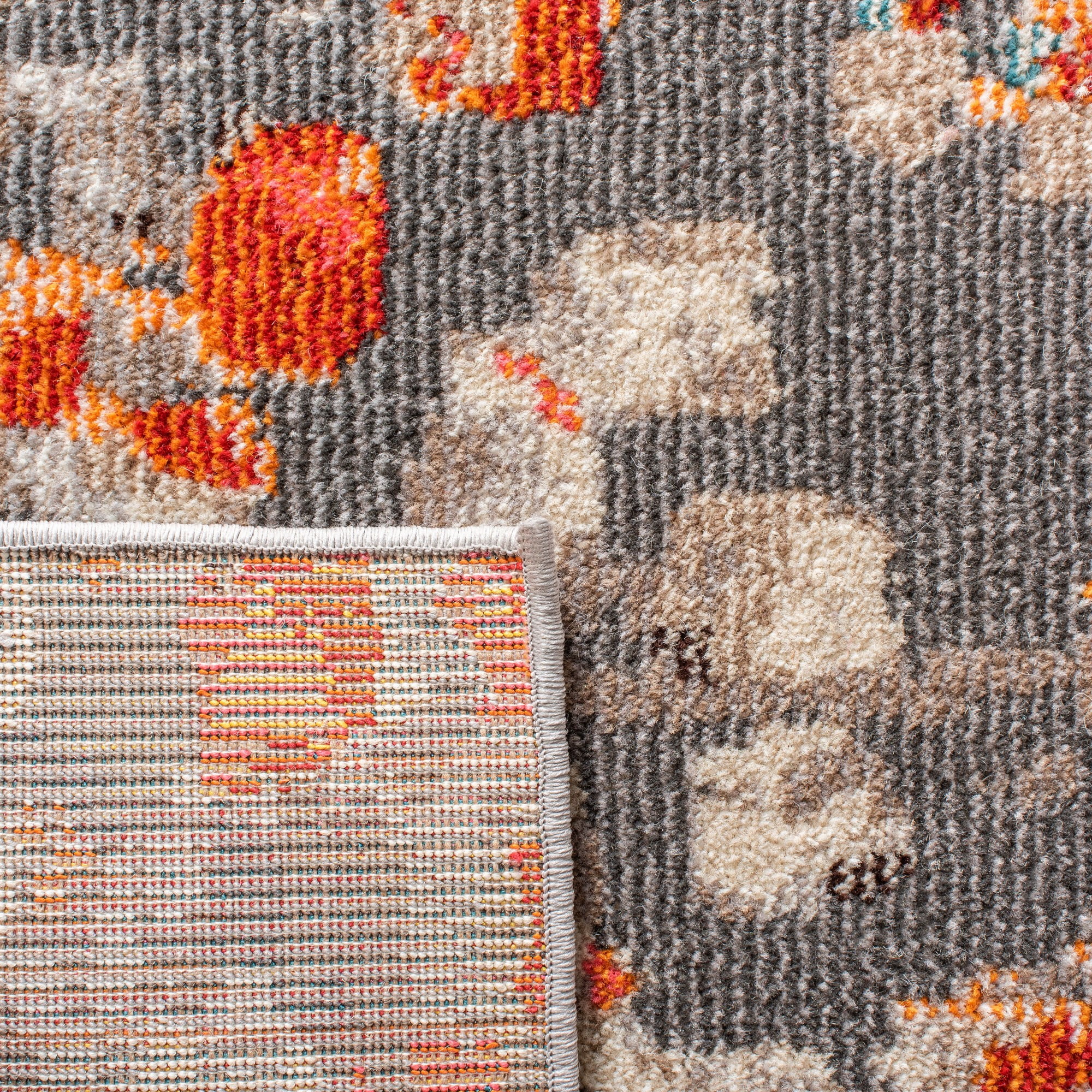 SAFAVIEH Madison Candelario Abstract Polka Dots Area Rug, Grey/Orange, 12' x 18'