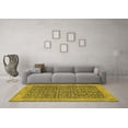 thumbnail image 3 of Ahgly Company Machine Washable Indoor Round Oriental Yellow Traditional Area Rugs, 5' Round, 3 of 4