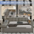 thumbnail image 5 of Multifunctional Queen Bed Frame, Upholstered Platform with Storage, Massage Recliner, Adjustable Headboard, Bluetooth Speaker & USB Charging Station, 5 of 6