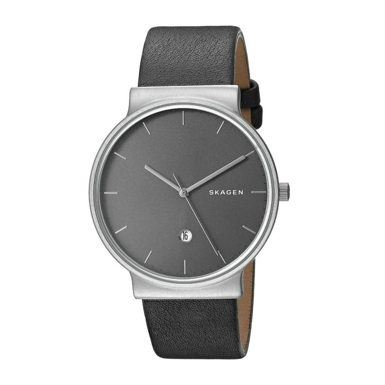 Skagen Men s SKW6320 Ancher Titanium Grey Dial Leather Band Date Analog Watch