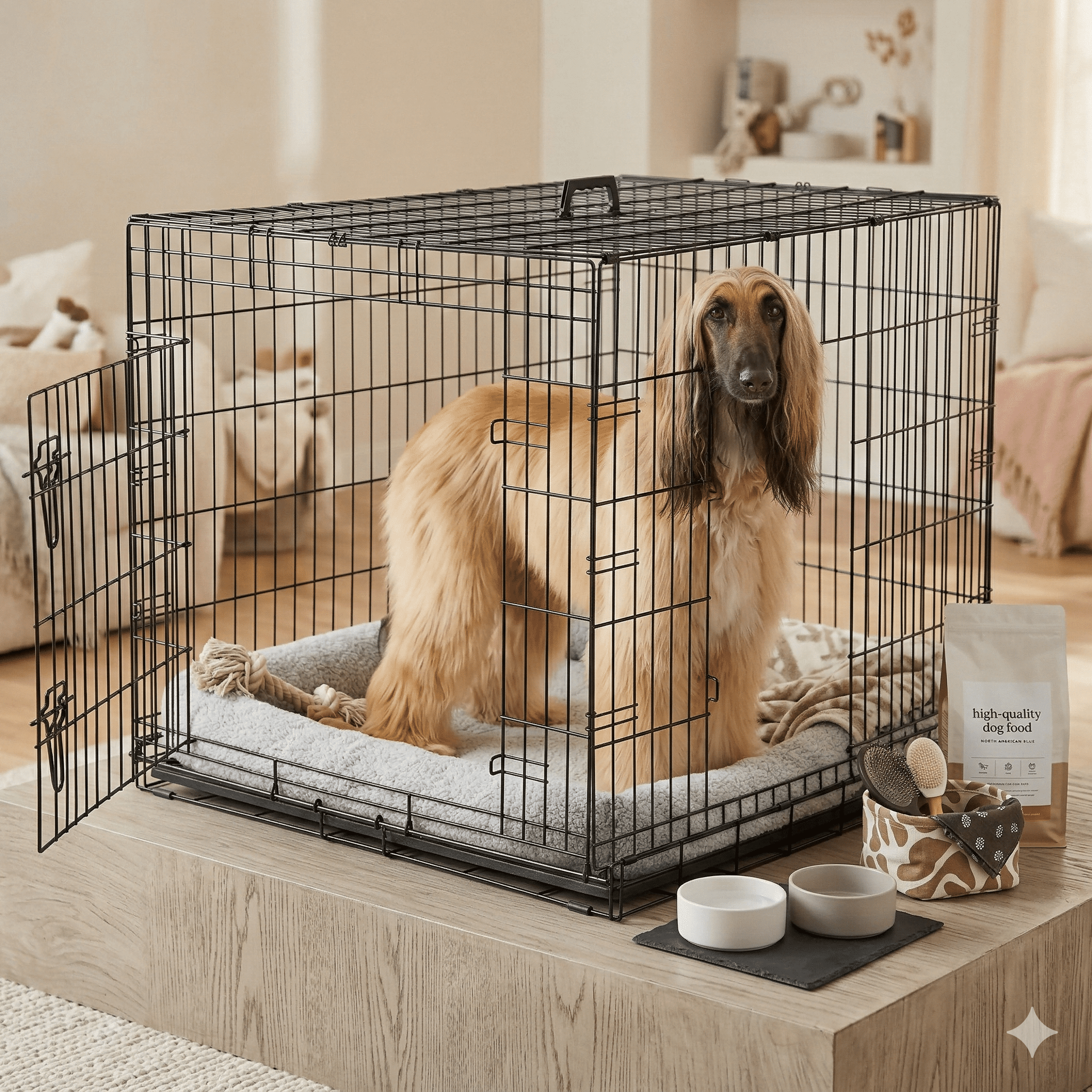 LIFERECORD 48in Extra Large Foldable Metal Dog Crate with Double Doors, Kennel with Divider Panel, Safe for Puppy Training, Home & Travel
