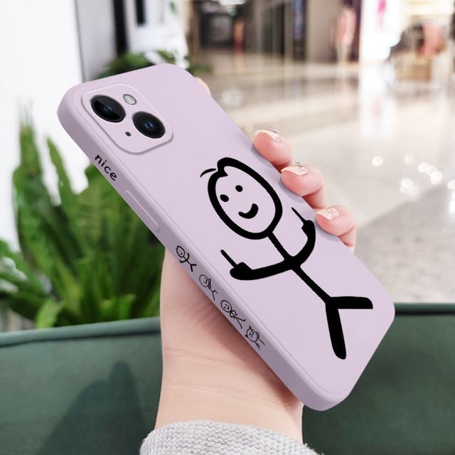 Line Man Phone Case For iPhone 16 15 14 13 12 11 Pro Max Mini X XR XS Plus Cover Light Purple 1 iPhone 12 Pro