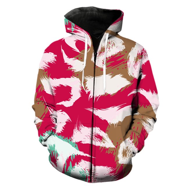 Sudadera con capucha y cremallera con textura de piel de animal para hombre y adolescente, con estampado 3D de hip hop, unisex, divertida, de manga larga, estilo Harajuku, para primavera y otoño