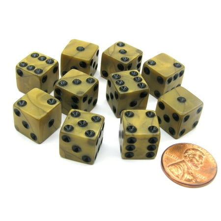 Koplow Games Set of 10 D6 12mm Olympic Pearlized Dice - Gold with Black Pips (Best Beer Olympic Games)