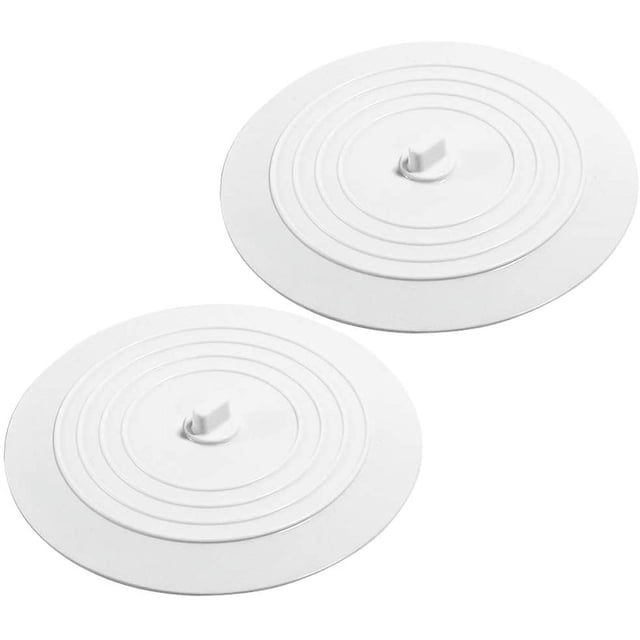 Tapón de silicona para fregadero de 2 piezas, tapón de drenaje de goma de silicona universal para cocinas, baños y lavandería (blanco)