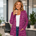thumbnail image 6 of Women's Plus Size Burgundy Dot Print Cardigan, Long Sleeve Open Front Tunic with Pockets, 6 of 8