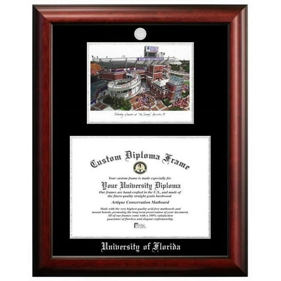 Campus Images FL994LSED-16115 16 x 11.5 in. University of Florida Silver Embossed Diploma Frame with Lithograph