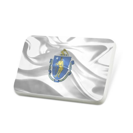 Porcelein Pin Massachusetts 3D Flag region: America (USA) Lapel Badge – NEONBLOND