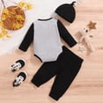 thumbnail image 3 of Toddler Boy Winter Clothes Baby Boy Clothes Boy Outfits Letter Print Romper Pants Set Hat Fall Winter 0 3 6 9 12 18 Months Newborn Infant Baby Boy Clothes, 3 of 8