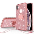 thumbnail image 2 of iPhone 7 Plus Case, iPhone 8 Plus Case Glitter Cute Phone Case Girls with Kickstand, Bling Diamond Rhinestone Bumper Ring Stand Protective Pink iPhone 7 Plus/ 8 Plus for Girl Women - Rose Gold, 2 of 6
