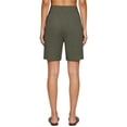 thumbnail image 3 of Only Moment Women's Casual Elastic Waist Lounge Shorts Bamboo Nodes Cotton Comfy Elastic Waist Drawstring Pocket Shorts Pants Cargo Shorts Army Green,3XL, 3 of 7