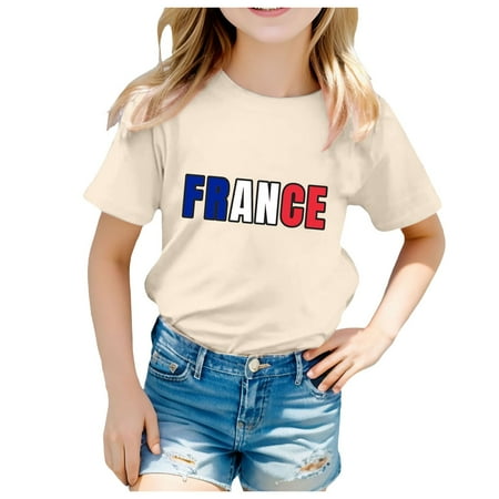 

Tops for Girls Prints Short Sleeve Prints T Shirt Round Neck Casual Cute Jackets for Kids