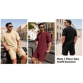 thumbnail image 5 of RICHCOIN Mens 2 Piece Sets Casual Outfit Summer Vacation Beach Short Sleeve T Shirts and Shorts for Men, 5 of 7