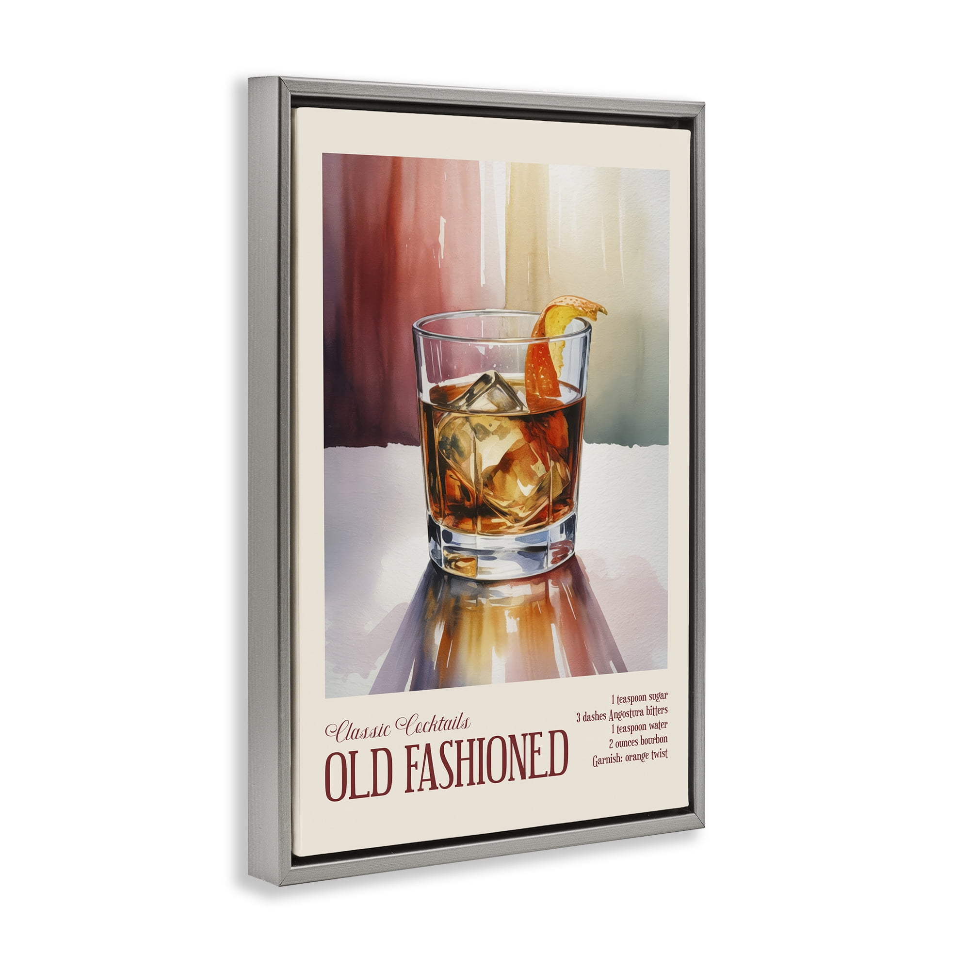 Stupell Industries Old Fashioned on Surface Gray Framed Floater Canvas Wall Art, design by Andreas Magnusson