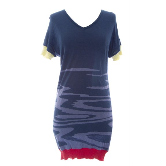 ETERNAL CHILD Women's Multicolored Tunic Graphic Short Slv Sweater Sz S NEW