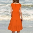 thumbnail image 6 of SMihono Sundresses for Women 2025 Vacation Summer Beach Dresses Casual Flowy Knee Length Tshirt Dress Sleeveless Ruffle Dress Orange XXXL, 6 of 8