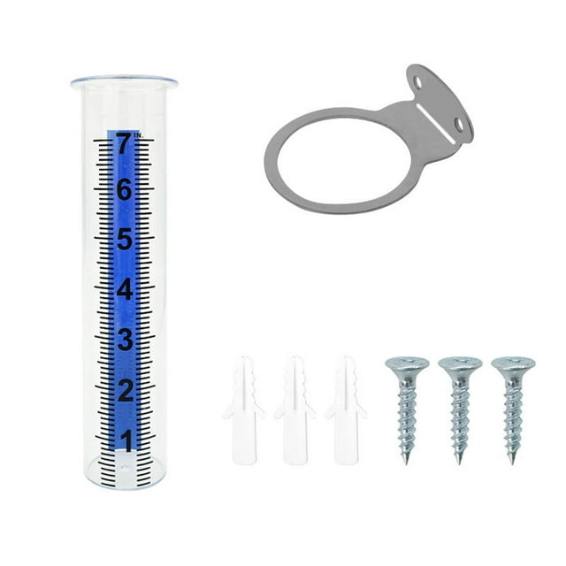 asddcavvf Outdoor Rain Gauge 7 Inch Large Capacity Rain Gauge Replacement Tube With Stainless Steel Bracket Clear Numbers Outdoor Rain Gauge for Garden Yard Fence Scaffold Pouch Edge 3/8