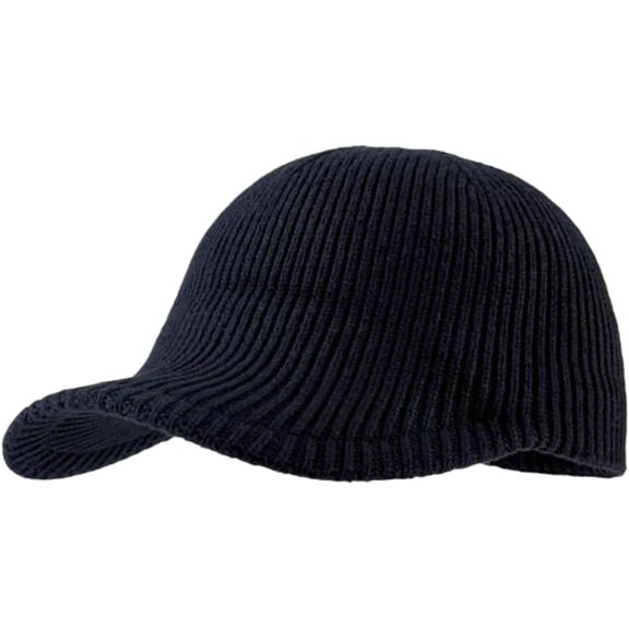 CoCoMangos Men's Women's Wool Blend Visor Beanie Hat Winter Warm Knit Baseball Cap Solid Color Front Hat for Daily Wear