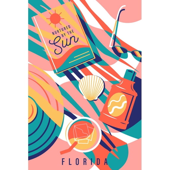 Florida, Beach Bliss Collection, Beach Towel (16x24 Giclee Gallery Art Print, Vivid Textured Wall Decor)