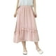 thumbnail image 2 of Falda midi Prolriy para mujer, dulce falda de encaje de doble capa, fluida, fina, de línea A, de cintura alta, de longitud media, faldas para mujer, rosa L, 2 of 7