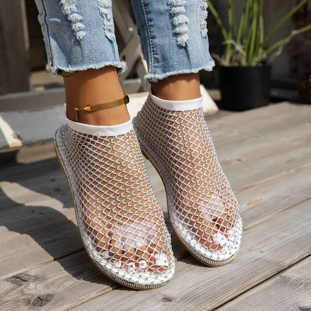 MKLEKYY Sandalias Elegantes para Mujer Con Diseño de Punta Cerrada y detalles de Diamantes de Imitación para Atuendos Casuales de Verano.