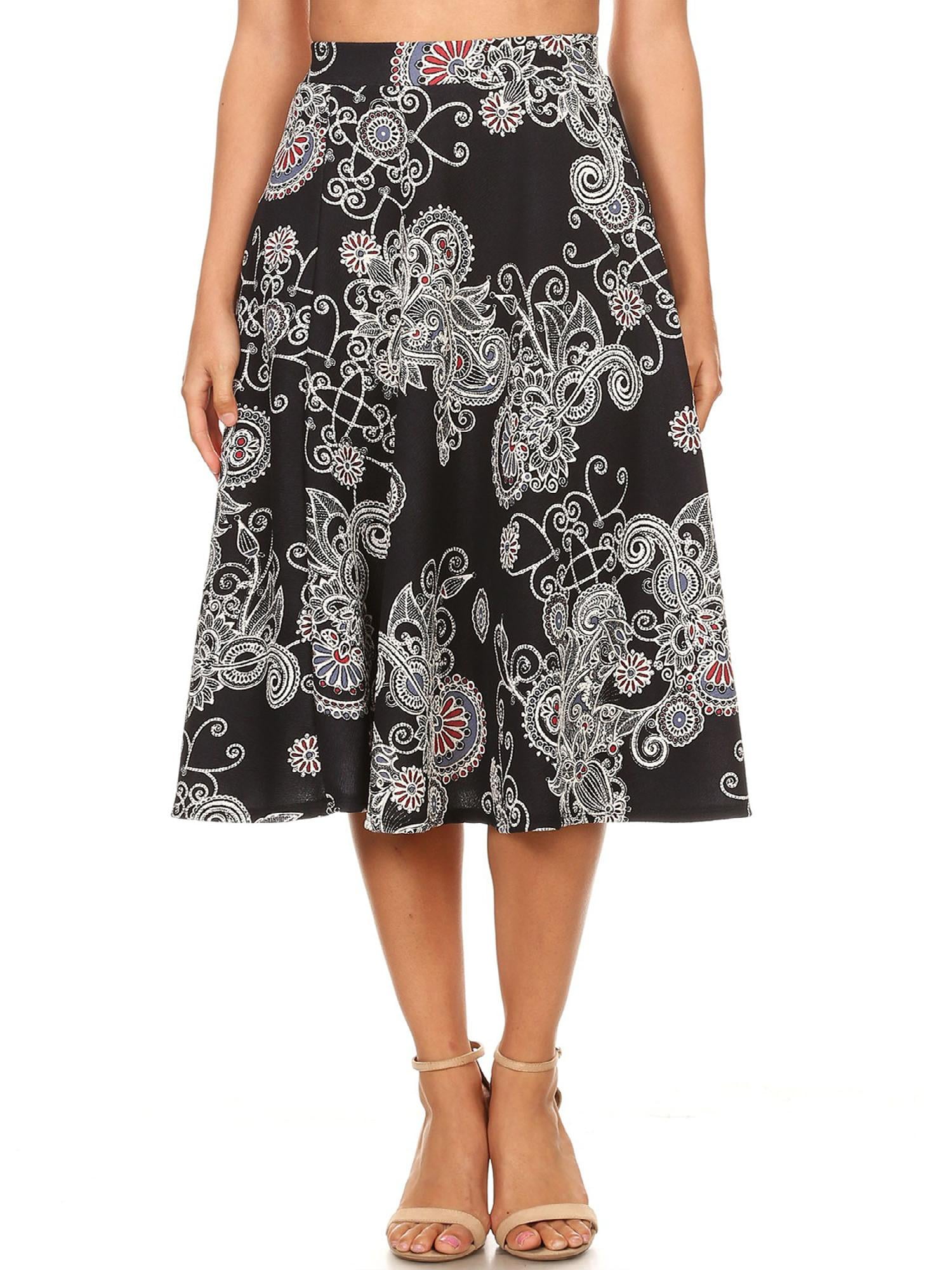 MOA COLLECTION Women's Plus Size Flared Stretchy Pleated Pattern ALine