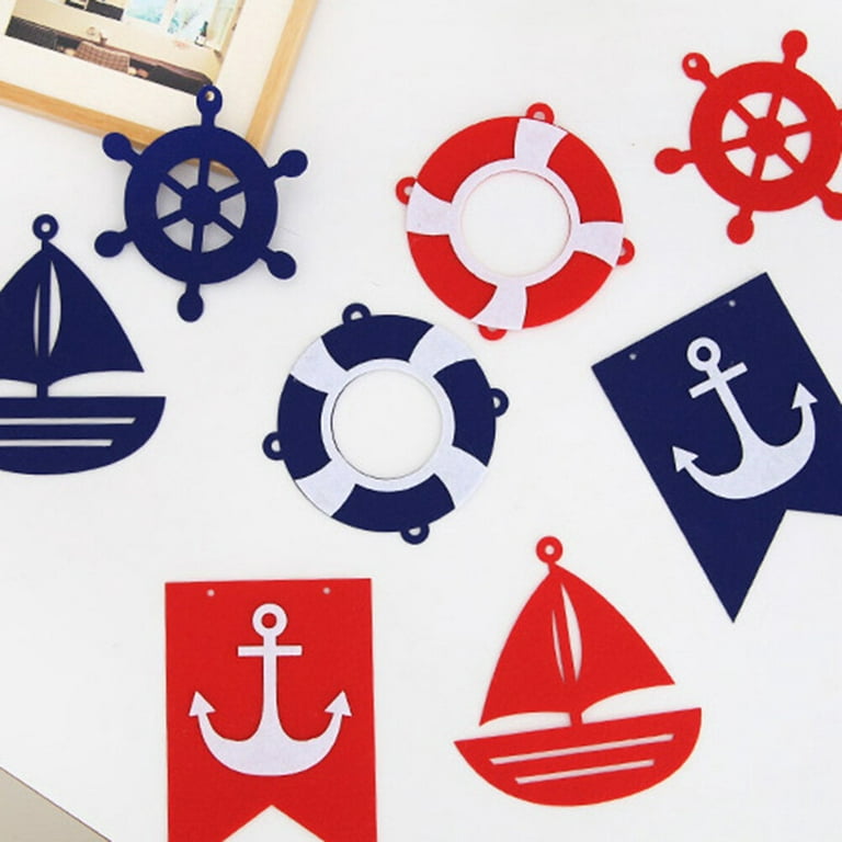 Frcolor Banner Nautical Party Decorations Banners Garland Theme Bunting Sailing Anchor Ocean Ornaments Coastal Door Cruise, Size: 5.12 x 3.54 x 0.04