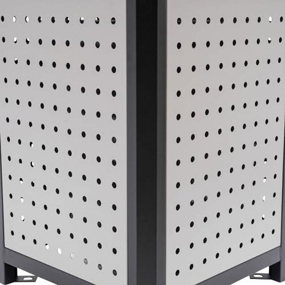Industrial Waste Container,Stainless Steel Galvanized Heavy Duty Trash Can with Lid and Ashtray,Large Square Trash Can for Industrial Mall Kitchen Restaurants Indoor Outdoor (15 Gallons)