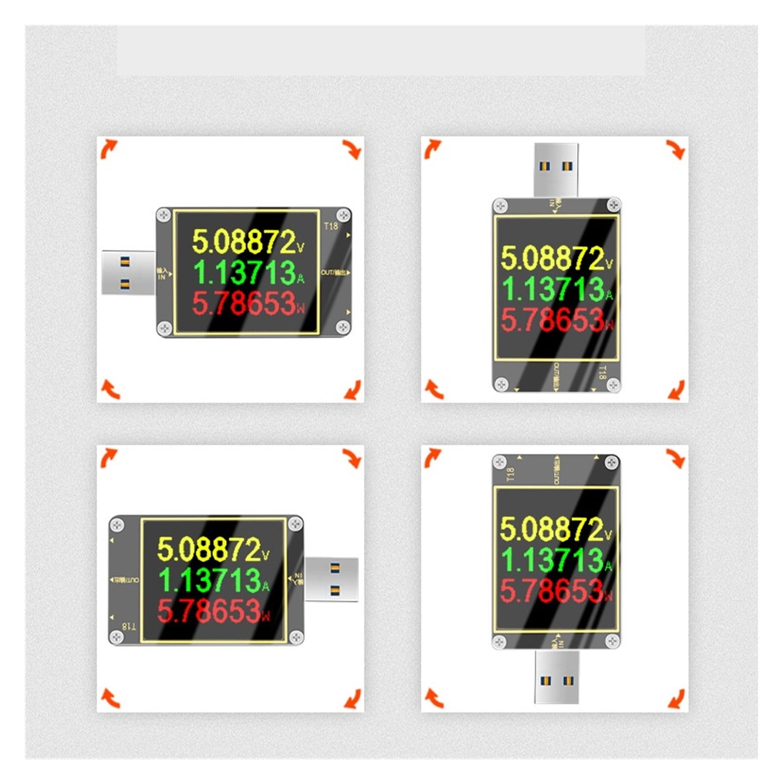 18 IN 1 USB Tester T18 Digital Voltmeter Ammeter Voltimetro DC Power Volt Meter Current Voltage Doctor 1.8" PD QC3.0 Detector ,Live Data