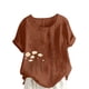 thumbnail image 2 of Puntoco Liquidación de blusas cortas para mujer Blusa informal y de lino con botones y manga corta estampada para mujer, 2 of 4