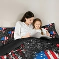 thumbnail image 5 of jejeloiu Spooky Gothic Skull Bedding Comforter Set,Retro Damask Flowers Twin Comforter Sets,American Flag Print Bedding Set For Men Women,Microfiber Bedroom Decor Reversible,2-Piece, 5 of 8