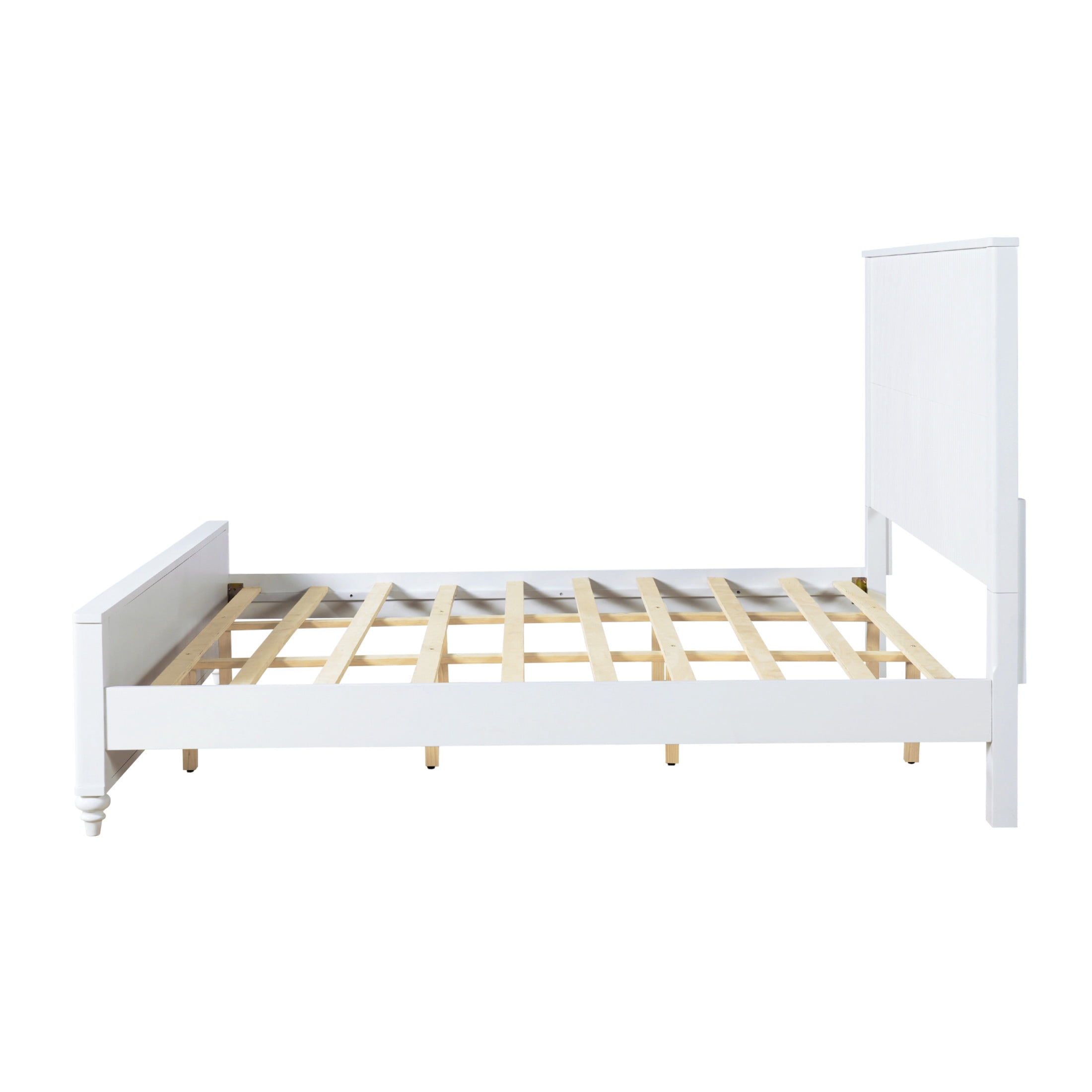 Christopher Knight Home Modern Wooden King Bed Frame with Grooved Headboard and Footboard, White