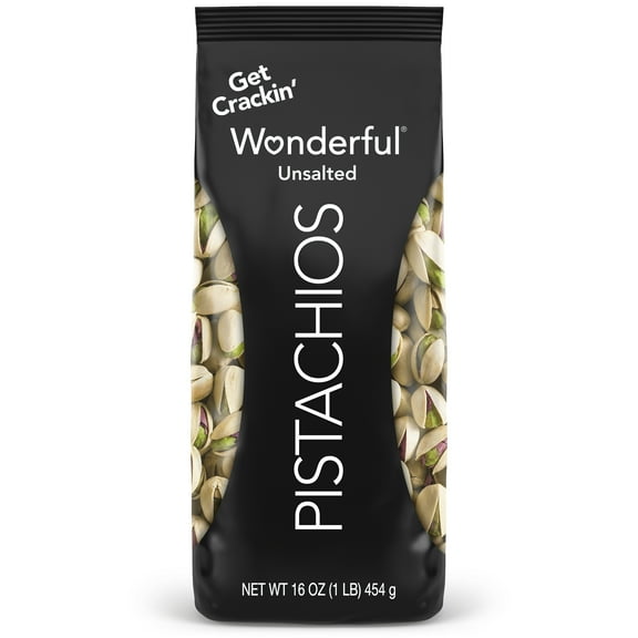 Wonderful Pistachios In-Shell Unsalted Nuts, 16 Ounce Bag