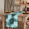 thumbnail image 2 of Teal Black Flowers Burlap Cotton Table Runner 13x90 Inches Long, Modern Abstract Blooms Floral Farmhouse Table Runners, Outdoor Dining Tablecloths Decor for Baby Shower/Party/Wedding, 2 of 8