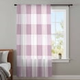 thumbnail image 4 of Pink Plaid Sheer Curtains 63 Inches Long, Spring Summer Farmhouse Buffalo Checkered Light Filering Curtains, Breathable Simi Curtain Privacy Drapes for Living Room Bedroom Window Treatment, 4 of 9