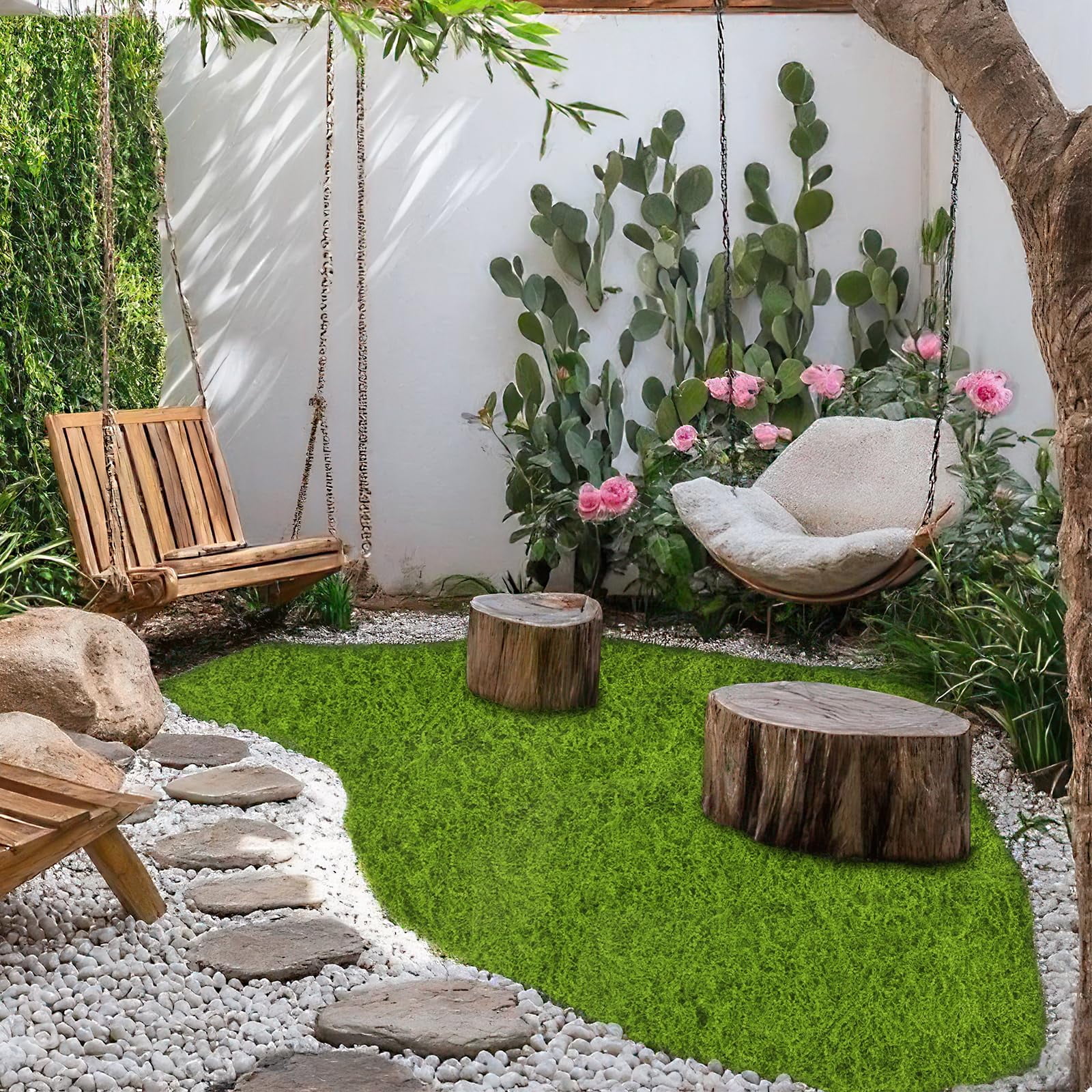 Artificial Moss Mat - Faux Moss Roll for Fairy Gardens, Terrariums, Crafts, and Green Wall Decor (Light Green)