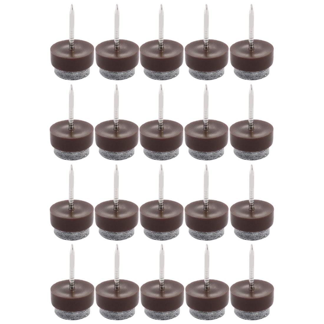 Furniture Feet Floor Guard Felt Pad Nails Dark Brown 13mm Diameter Pack of 20