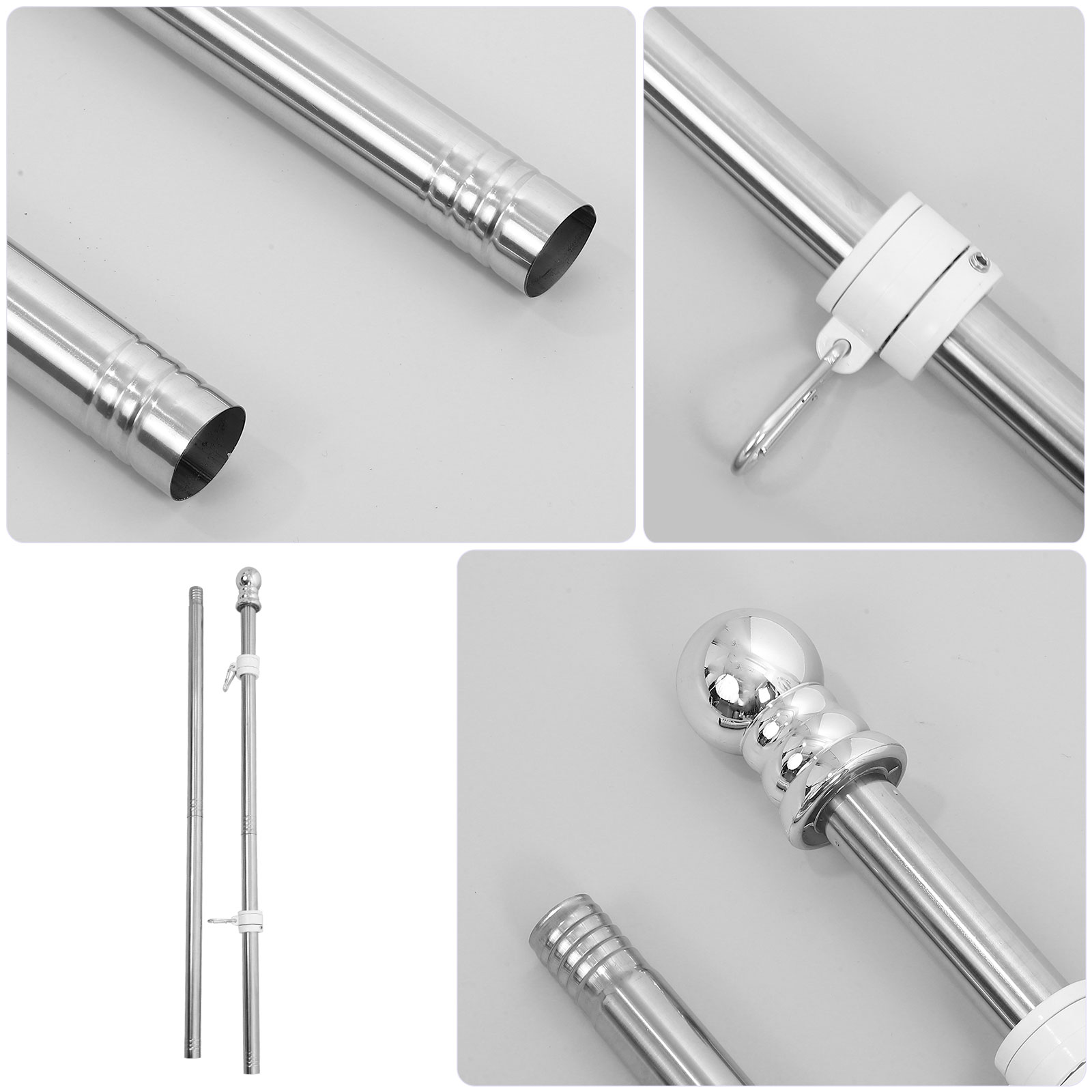 MIPCASE Stainless Steel Flagpole with 360° Rotating Holder, 1 Pack, Outdoor Flag