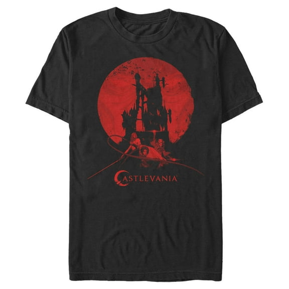 Men's Castlevania Blood Moon Silhouette  Graphic Tee Black Small