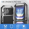 thumbnail image 5 of Compatible with iPhone 16 Pro max Case Heavy Duty Protection Dustproof Built in Screen Protector Rugged Stand 360 Full Body Military Grade Metal Bumper Phone Cases  (Silver 2024), 5 of 12